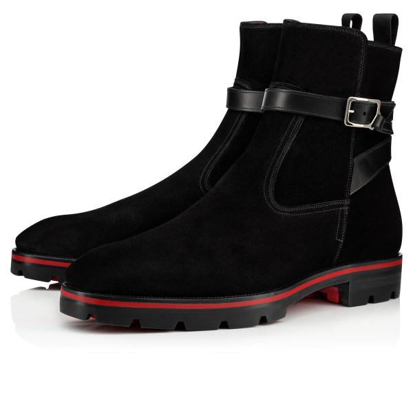 red bottom black ankle boots